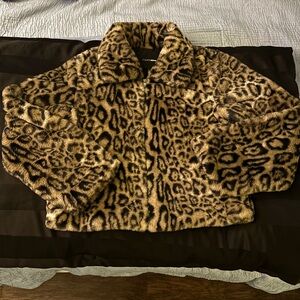 Leopard Print Faux Fur Jacket